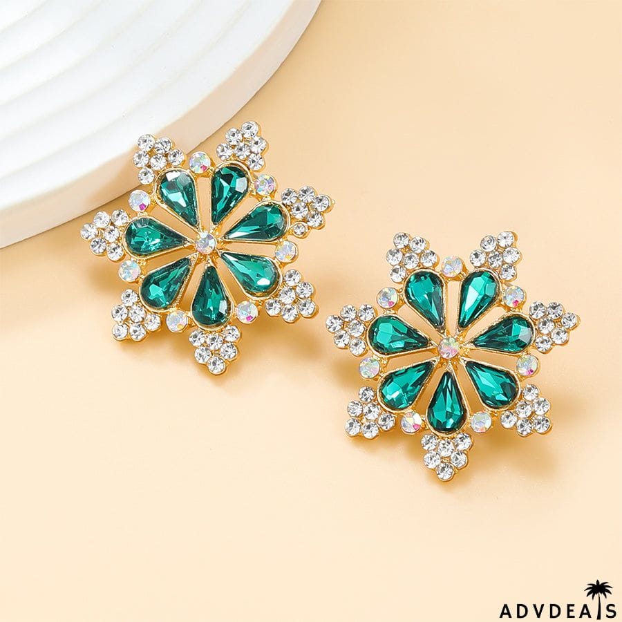 Exaggerated Diamond Flower Earrings