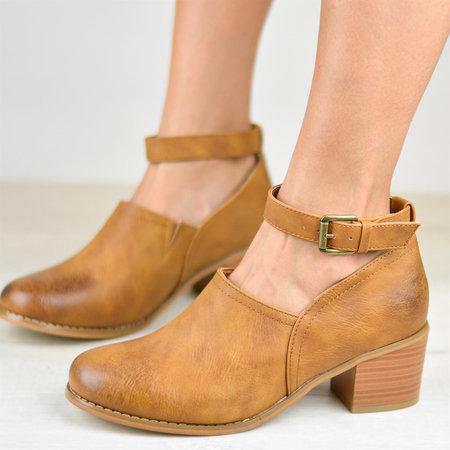 Women retro round toe ankle strap chunky block heel booties | Spring summer ankle boots