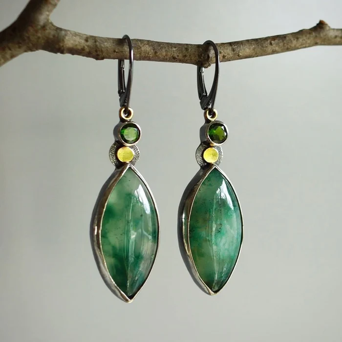 Vintage Green Stone Earrings