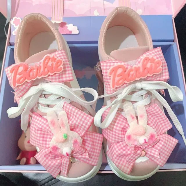 Harajuku Kawaii Rabbit Rainbow Heart Lolita Shoes BE537