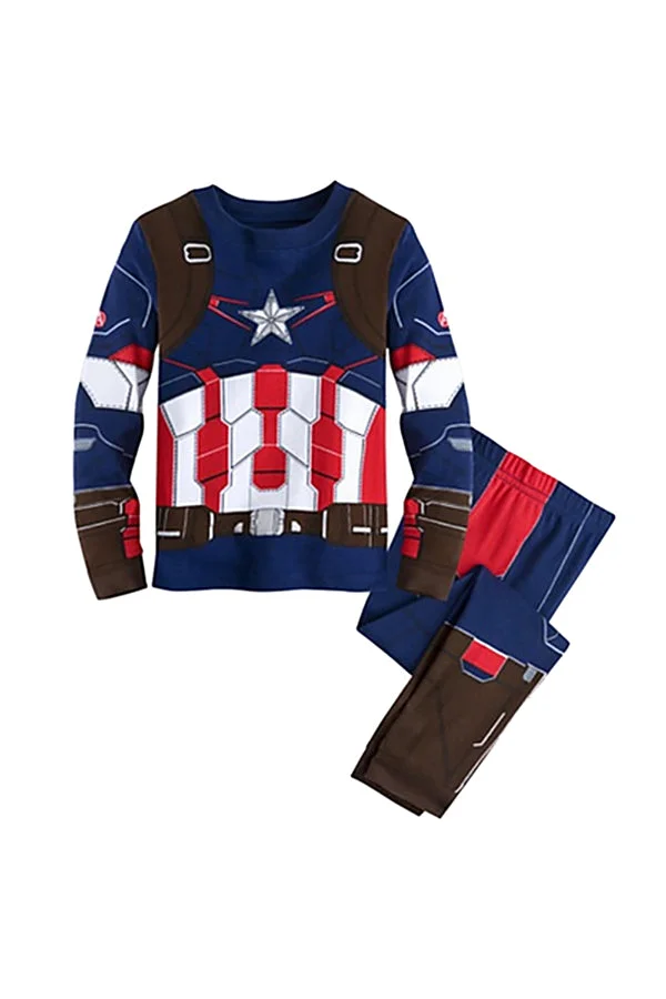 Captain America Boys Pajamas Halloween Kids Costume-elleschic