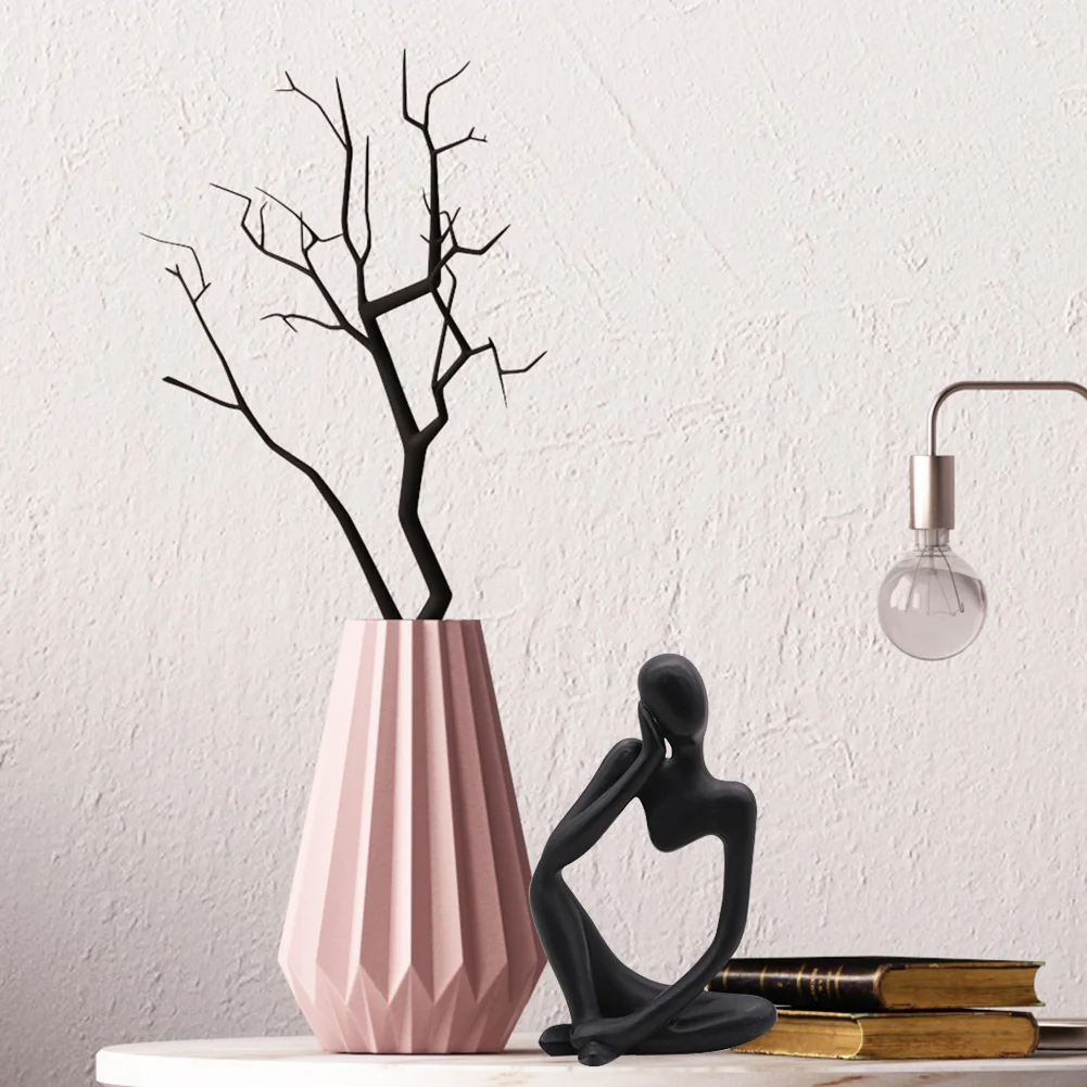 Abstract Thinker Statue Mini Office Crafts Sculpture (Black Think Left)