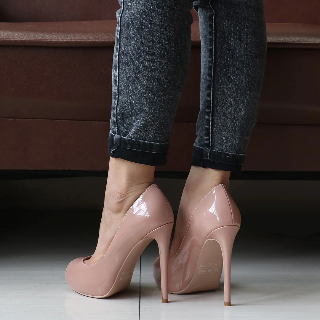 4.72'' Women's Platforms Heels Party Wedding Patent Pumps-MERUMOTE