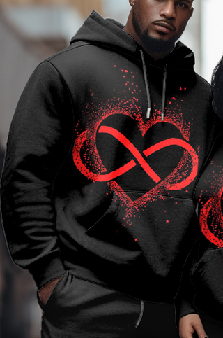 Couple Plus Size Casual Couple Outfit Heartfelt Graffiti Hoodie Set