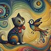 【Limited Stock Sale】Colorful Cat And Bird-11CT Stamped Cross Stitch 40*40cm/15.75*15.75in tapestrymarket