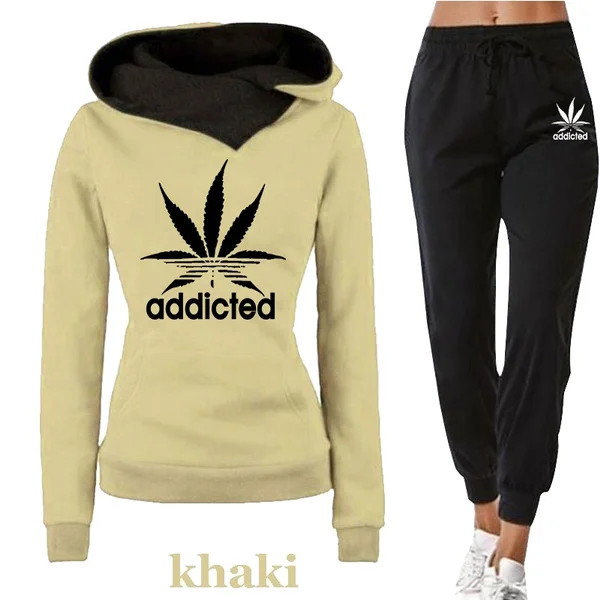 Women's Autumn And Winter High Collar Hoodie Casual Outdoor Suit Fashion Sportswear Jogging Pants