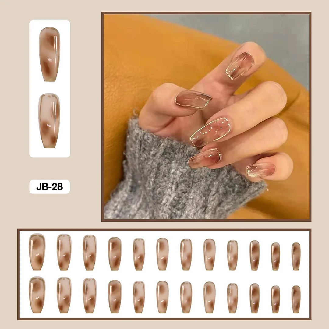 24Pcs/Box of Hand-painted Graffiti Punk Dark Flame Art Minimalist Removable Safe and Harmless False Nails Full Sticker Nail Art-Nail Inspo