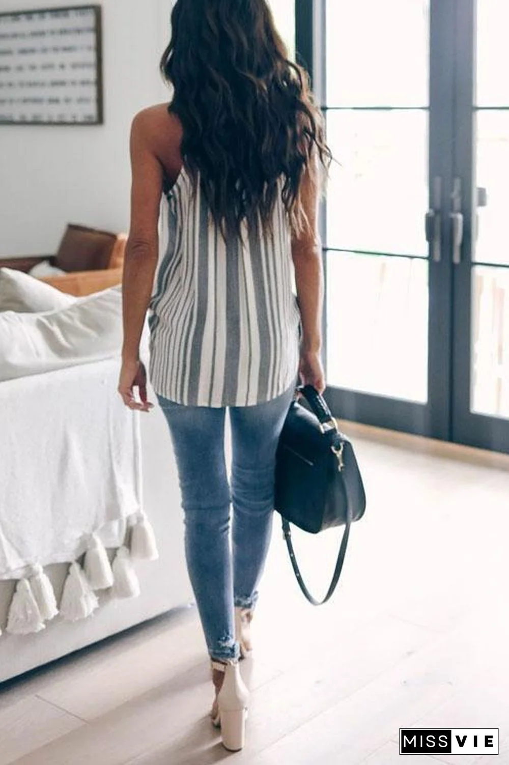 Cute Stripes Cross Crop Top