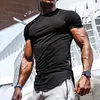 Men's Casual Solid Color Breathable Bottoming Shirt Sports Fitness Slim Thin Section Quick-drying Short-sleeved T-shirt by Inlyline