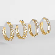 Bohemia Shiny Geometric Rhinestone Big Hoop Earrings for Women Gold Color Statement Large Circle Earring Exquisite Jewelry Gifts