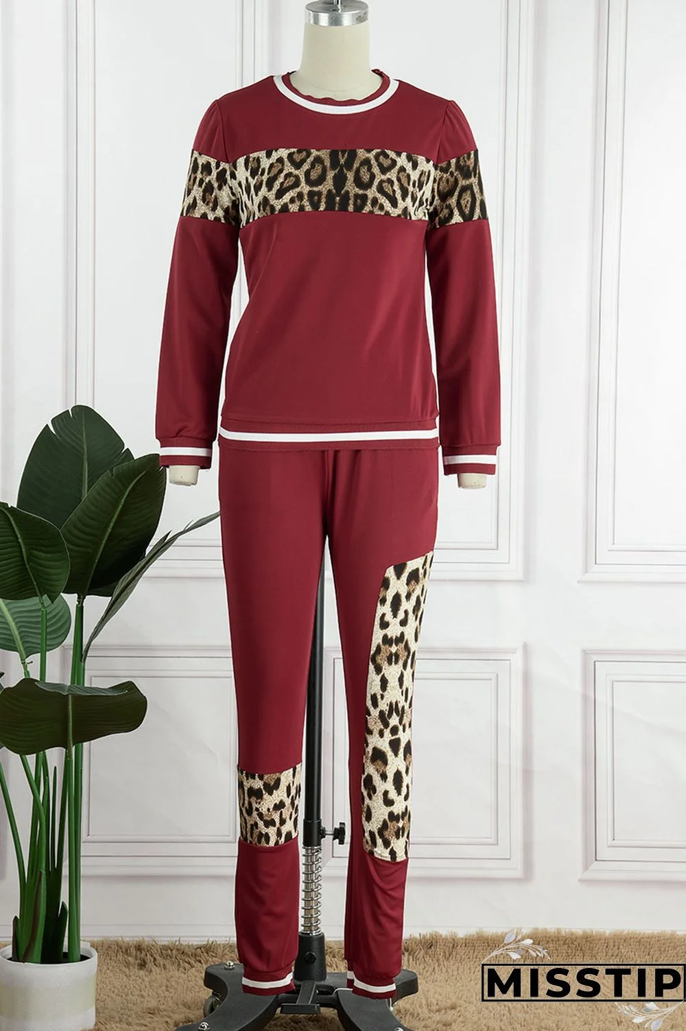 Blue Casual Print Patchwork O Neck Long Sleeve Two Pieces