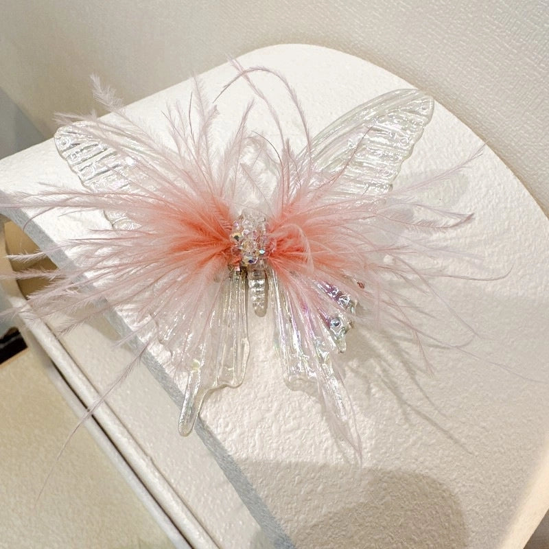 New Children's Butterfly Hairpin Mermaid Ji Three-dimensional Feather Hairpin Girls' Hair Accessories Baby Headwear Jewelry