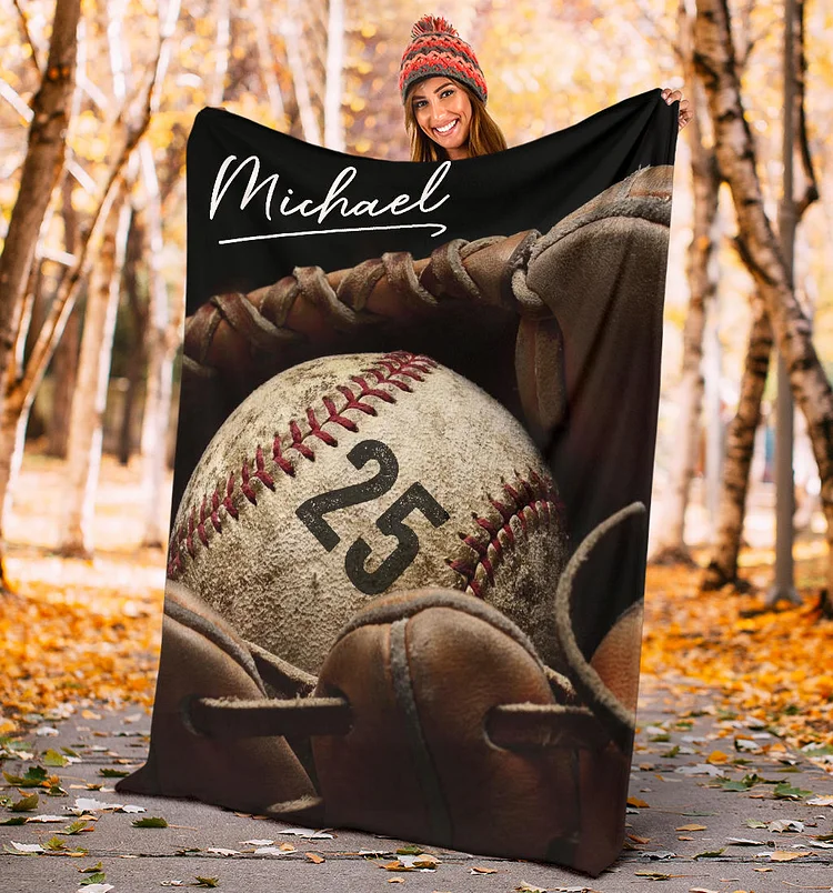 Personalized Baseball Blanket, Baseball Boy Sherpa Fleece Blanket | BKKid709