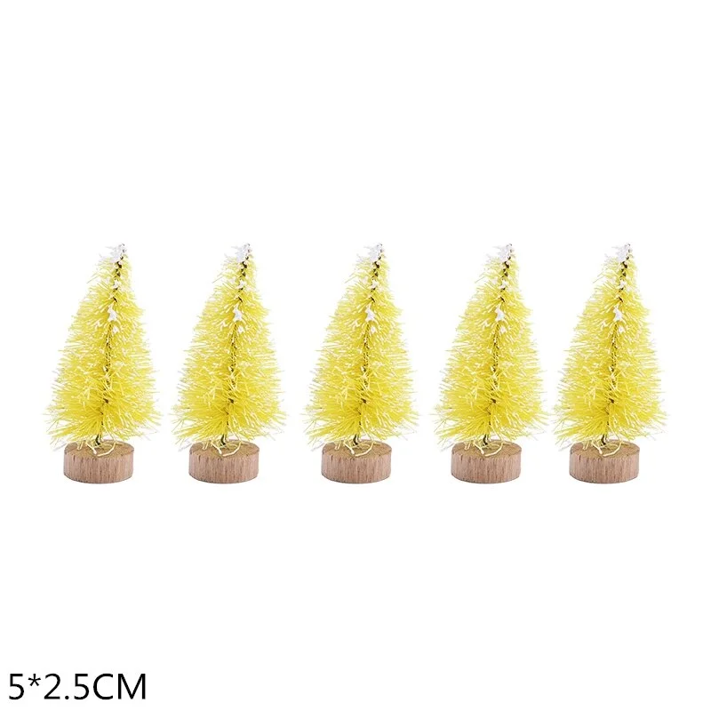 5Pcs 5-16cm Sisal Fiber Mini Christmas Tree Snow Frost Pine Tree DIY Craft Christmas Party Table Decoration Christmas Ornaments