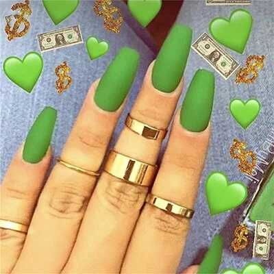 24pcs/Set Coffin Fake Nails Europen and American Pink Blue Black Ballerina False Nails Full Artificial Nail Tips with Glue-Nail Inspo