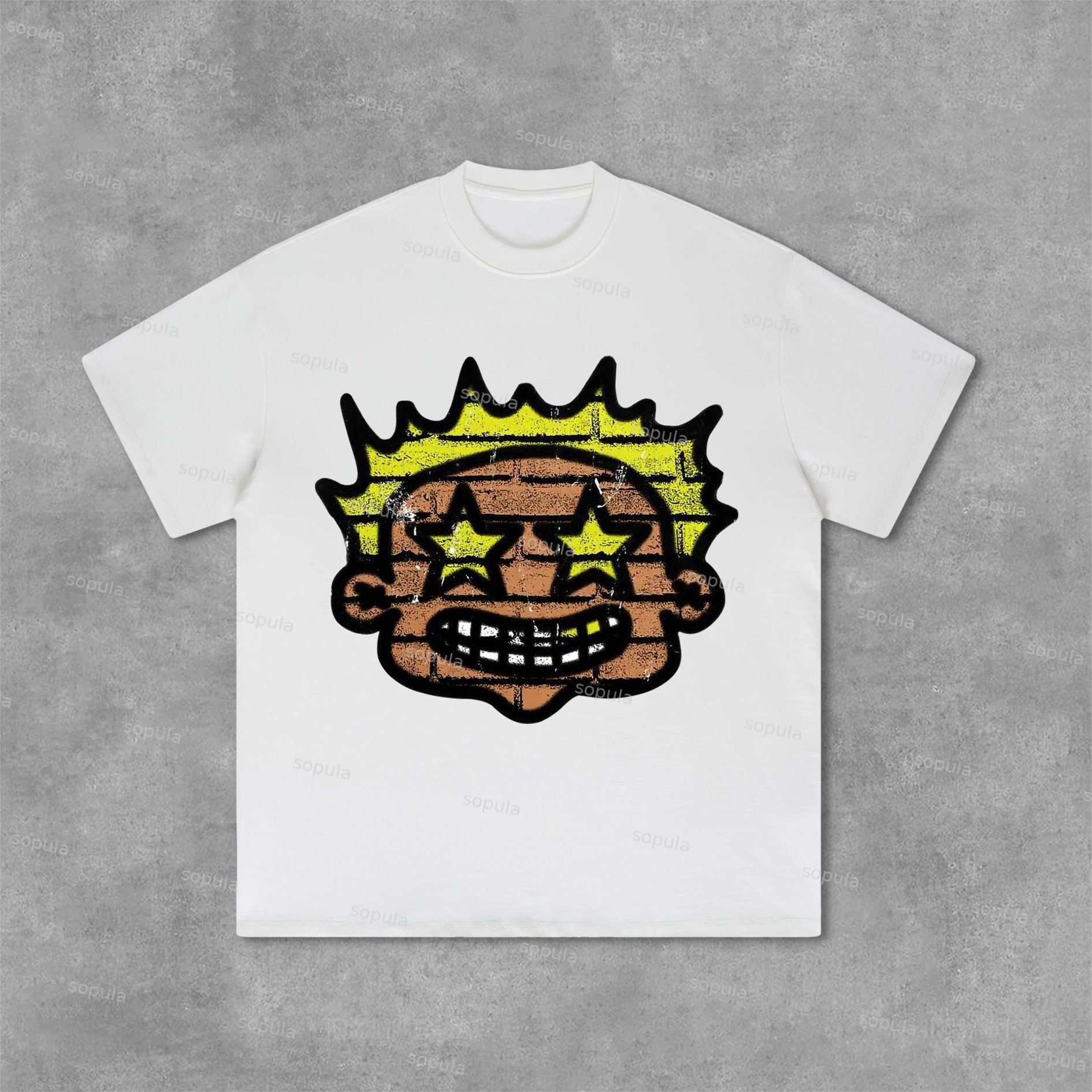 Sopula Fashion Cartoon Portrait Graphic Print Cotton T-Shirt - SOPULA