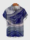 Full-Print Blue Colorful Acrylic Abstract Pattern Printing Men's Short Sleeve Shirt