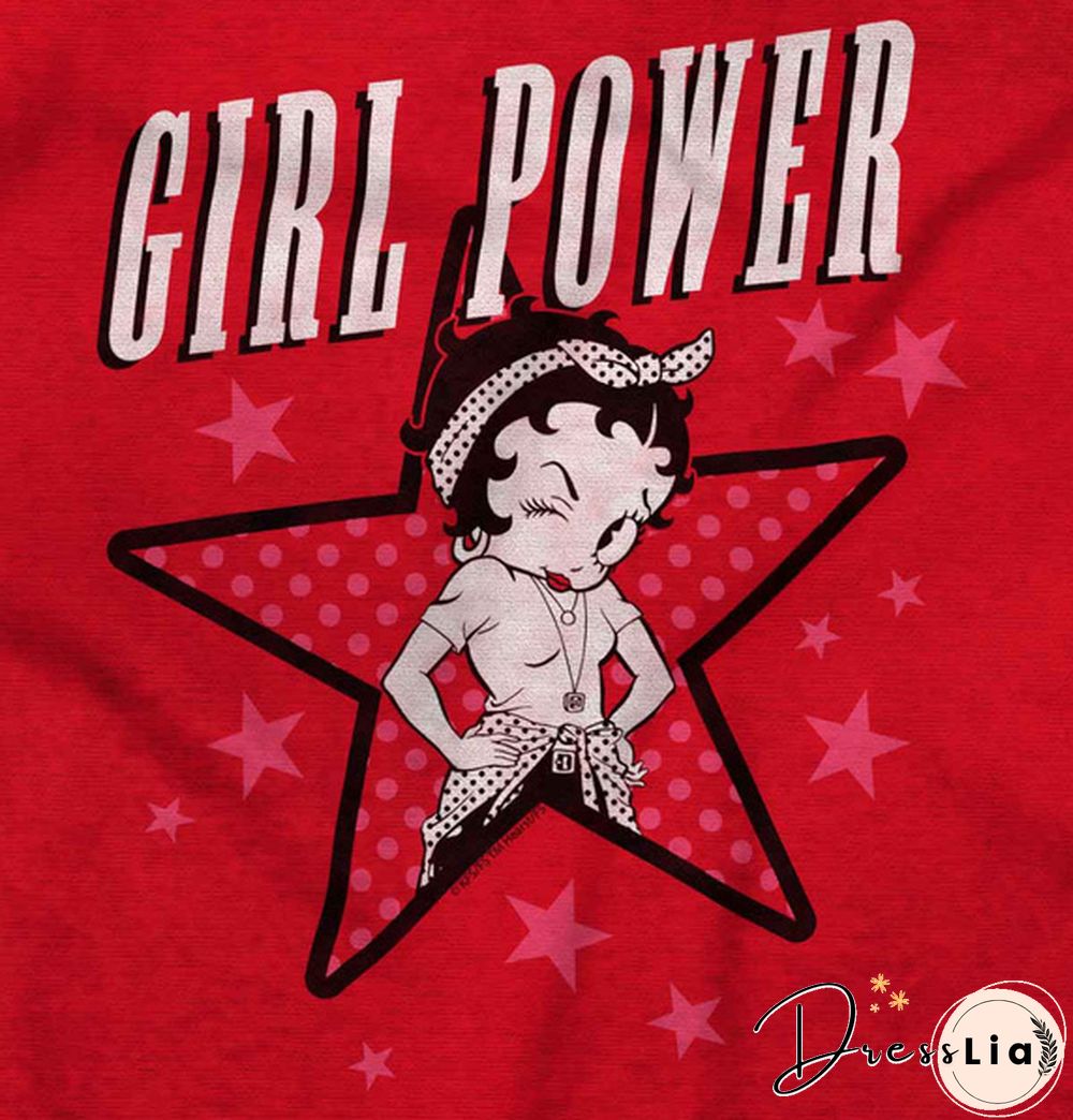 Licensed Betty Boop Girl Power Feminist Retro Tank Tops T-Shirts Tees For Womens