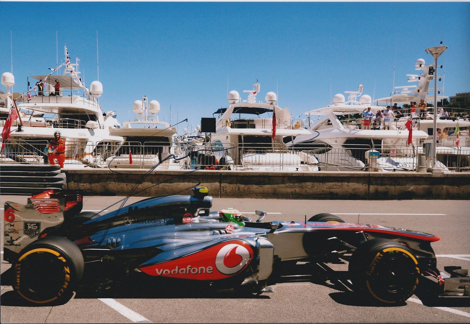 Sergio PEREZ McLAREN SIGNED 12x8 Photo Poster painting MONACO BAY AFTAL Autograph COA Formula 1