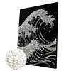 (30x40cm)Waves DIY Pearl Painting Framed Grape Handmade Pearl Material Art Kit Living Room Decor
