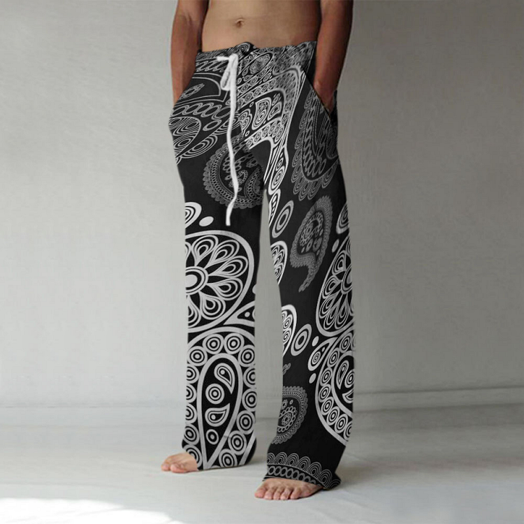 Men's loose art print trousers