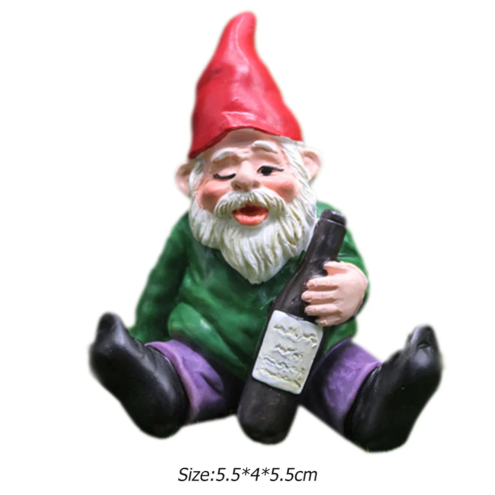 Mini Dwarf Gnome Statue Garden Ornament Resin Fairy Micro Landscape Elf (C)