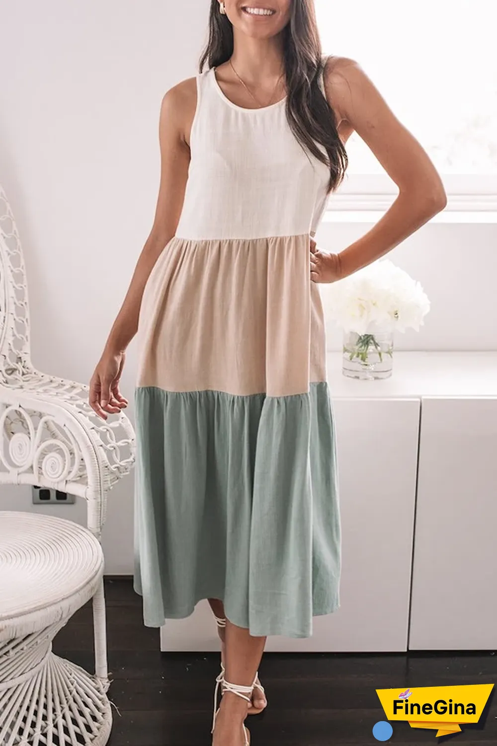 KarliDress Block Print Settle Midi Dress P12430
