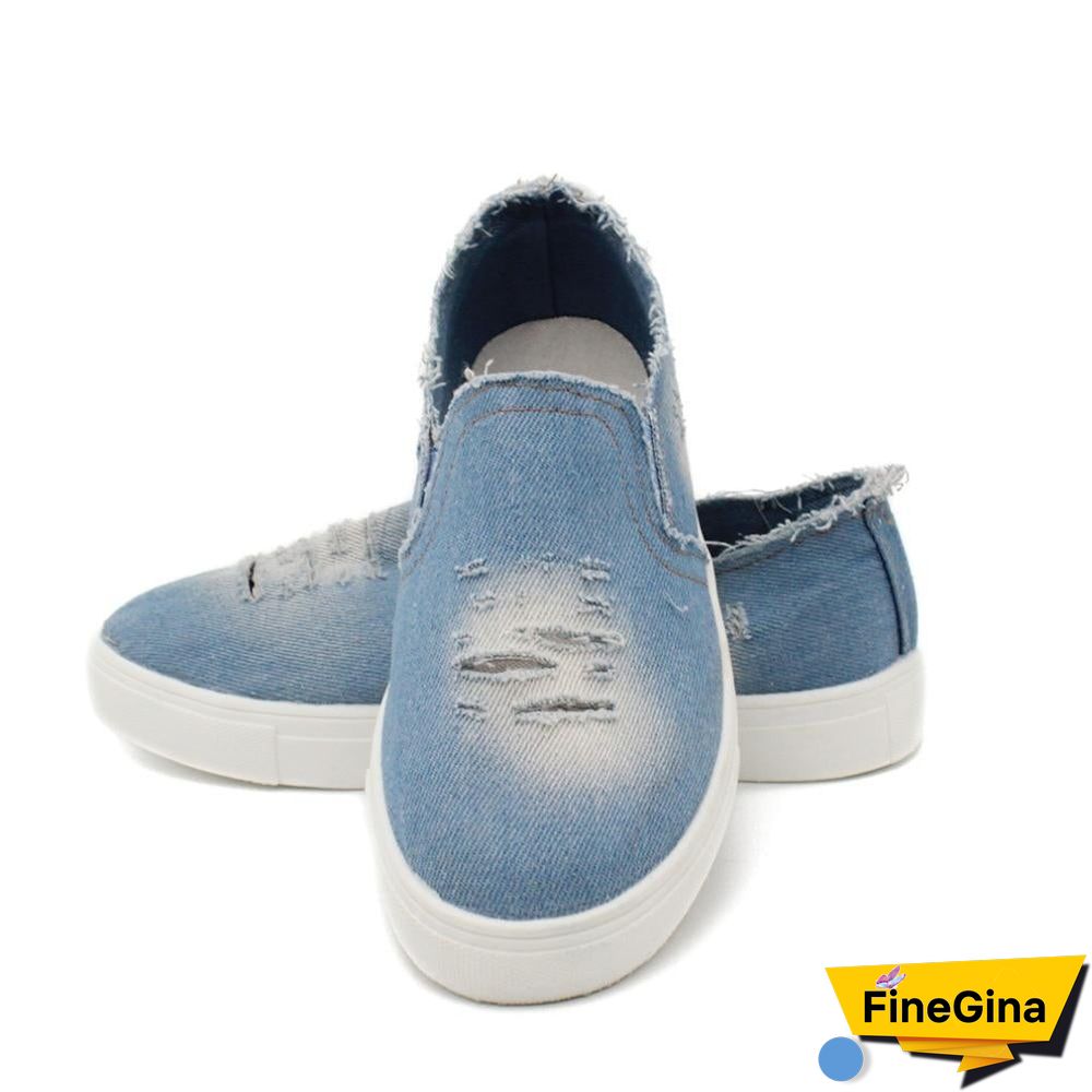 Women Denim Canvas Casual Platform Breathable Footwear Classic Loafers A Pedal Lazy Sneakers Shoes
