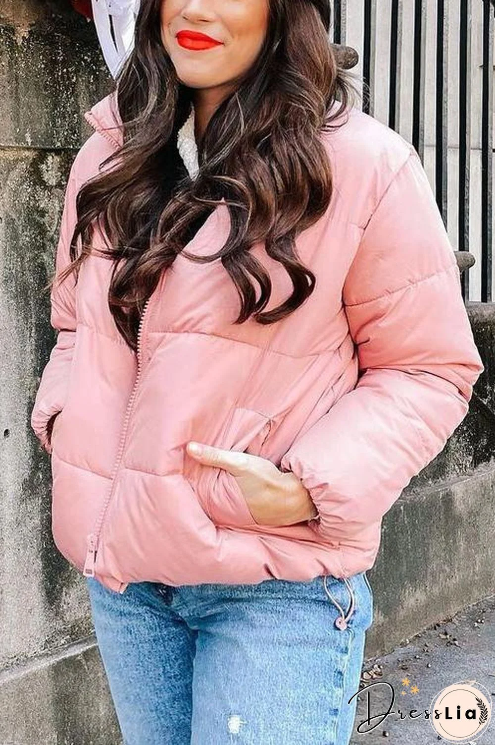 Zipper Button Hooded Coat