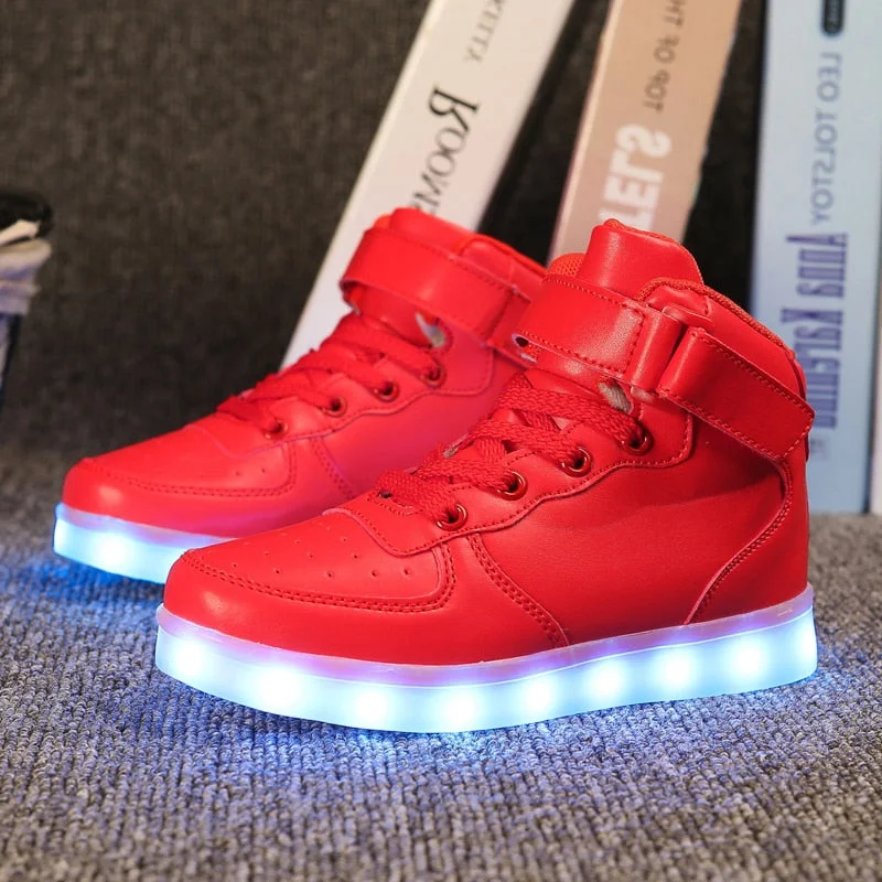 ULKNN 25-37 Kids Led Usb Charging Glowing Sneakers Children Hook Loop Fashion Luminous Shoes for Girls Boys Sneakers with Light