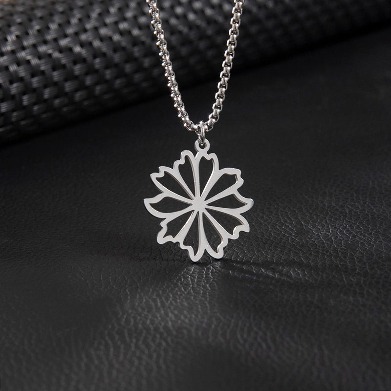 Basic Minimalist Classic Style Flower Daisy 201 Stainless Steel Unisex Pendant Necklace
