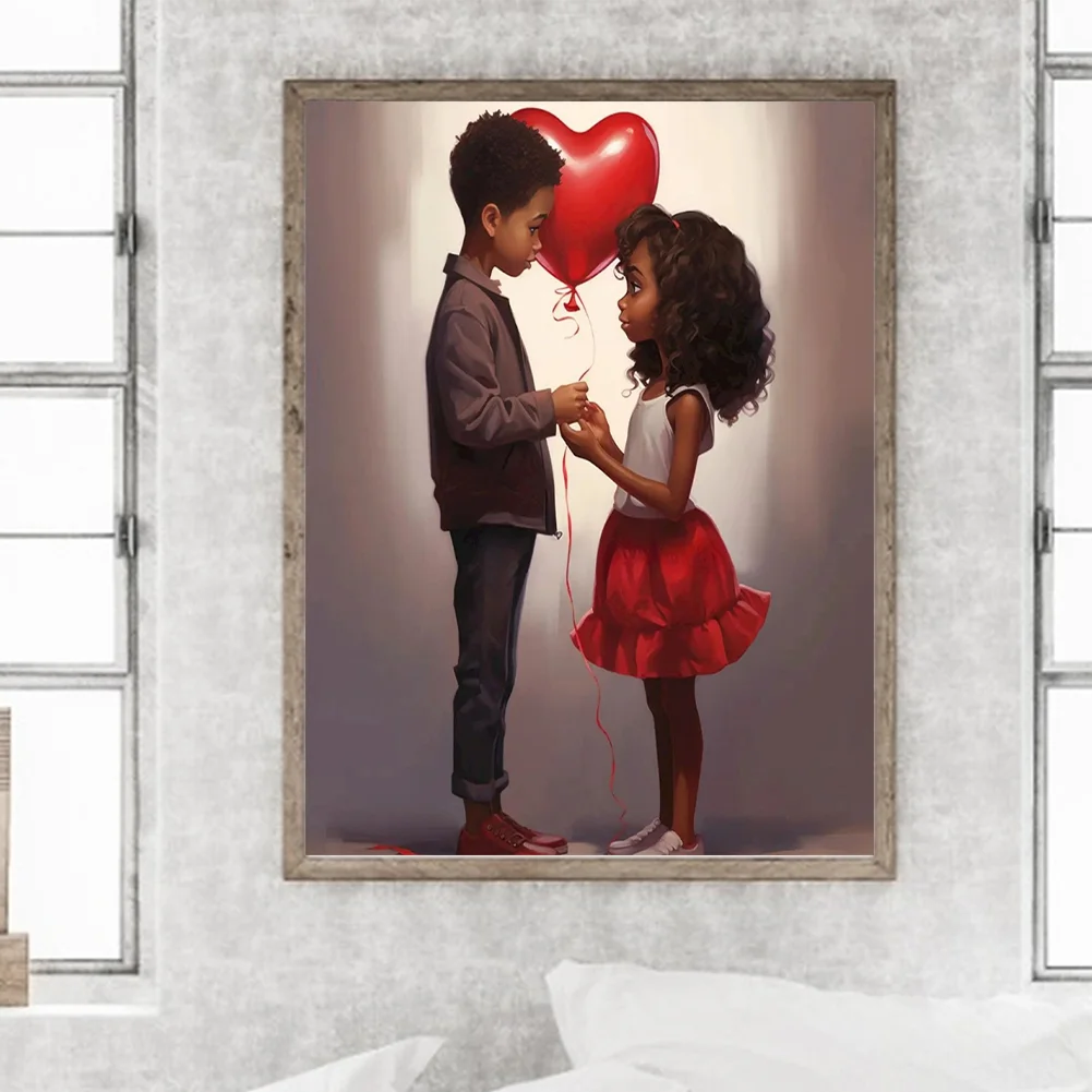 Diamond Painting - Full Round Drill - Kid Sweet Couple(Canvas|30*40cm)