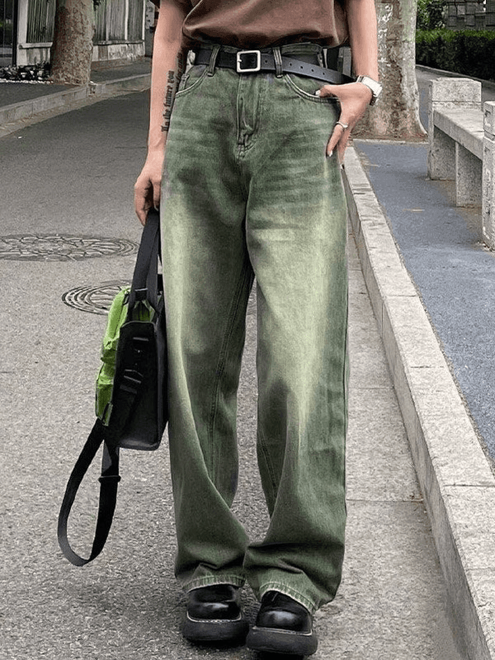 Brownm Vintage Green Wash Boyfriend Jeans