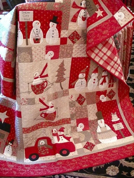 🔥kukelife🔥Christmas Snowman CLM0910051 Art Quilt