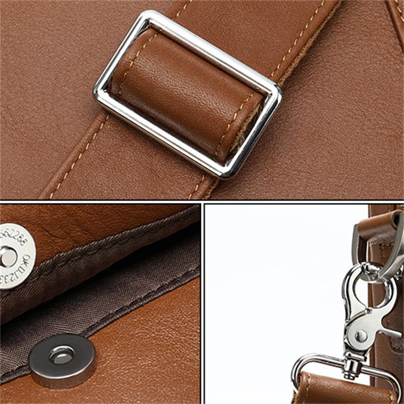 Leather Business Retro Large-Capacity Briefcase 14 Inch Computer Handbag