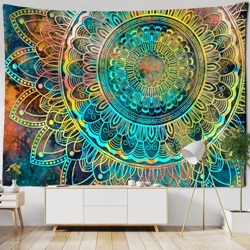 Starry Sky Mandala Tapestry Wall Hanging Psychedelic Witchcraft Abstract Hippie Tapiz Bohemian Home Decor