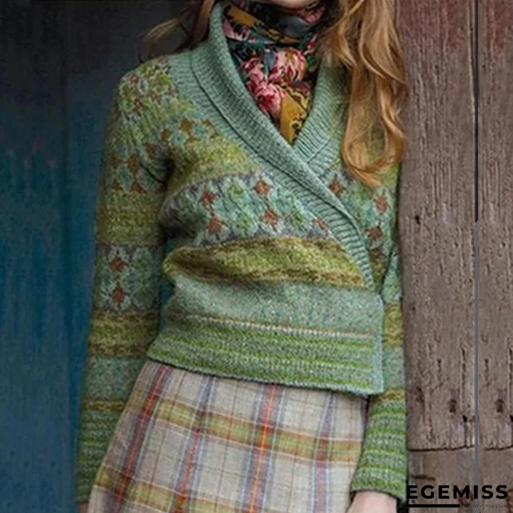 Casual V-Neck Printed Sweaters | EGEMISS