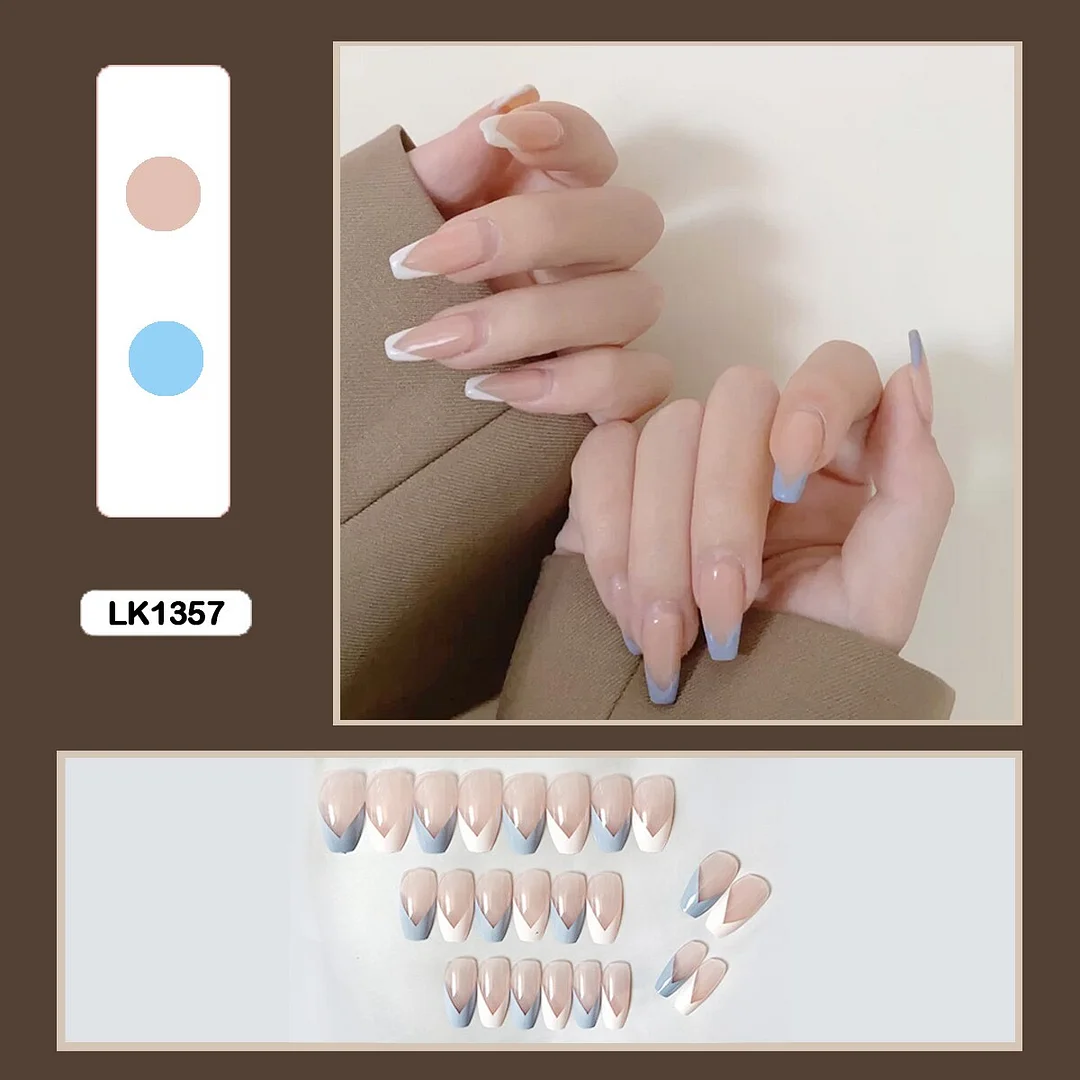 French V Simplicity Elegant Trapezoidal Wearable Fake Nails-Nail Inspo