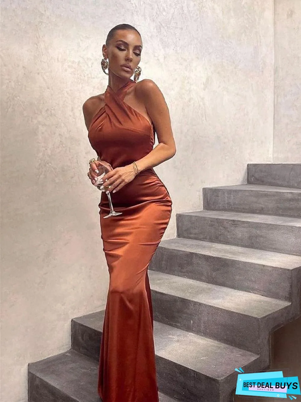 Sexy Solid Slim Sleeveless Backless Dress For Ladies Fashion