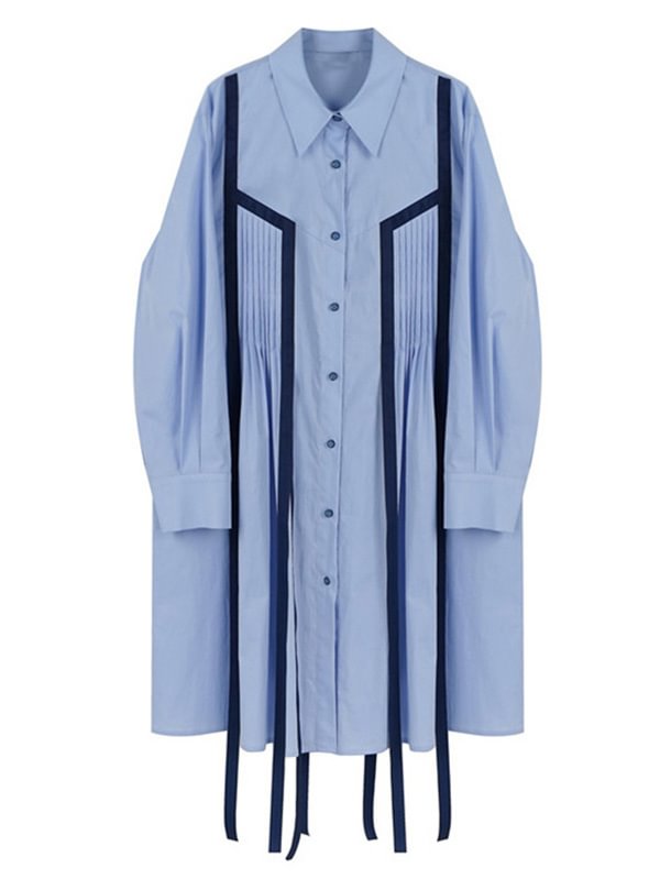 Urban Blue Bandage Lapel A-Line Dress
