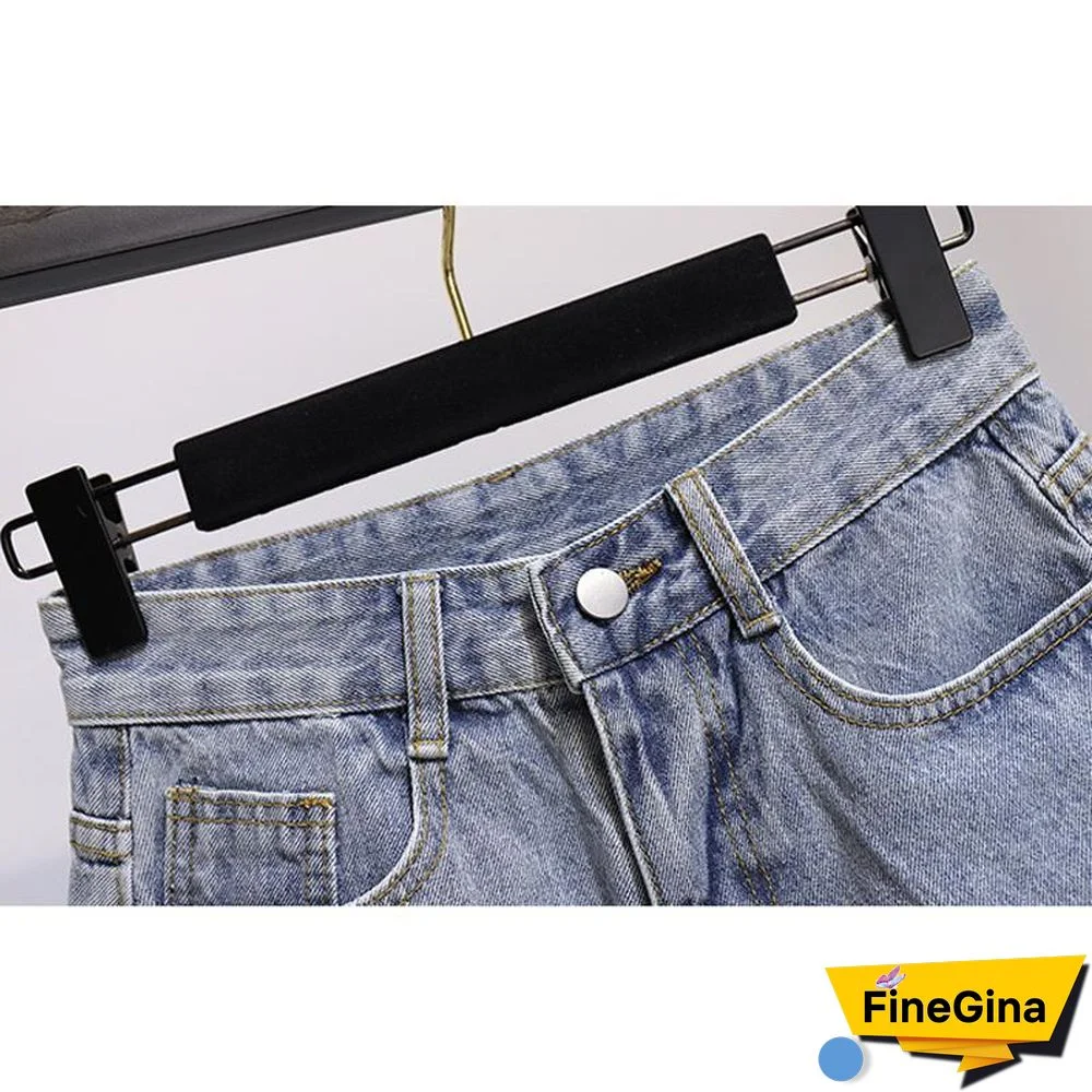 Fashion Off Shoulder Blouse+Denim Shorts P11605