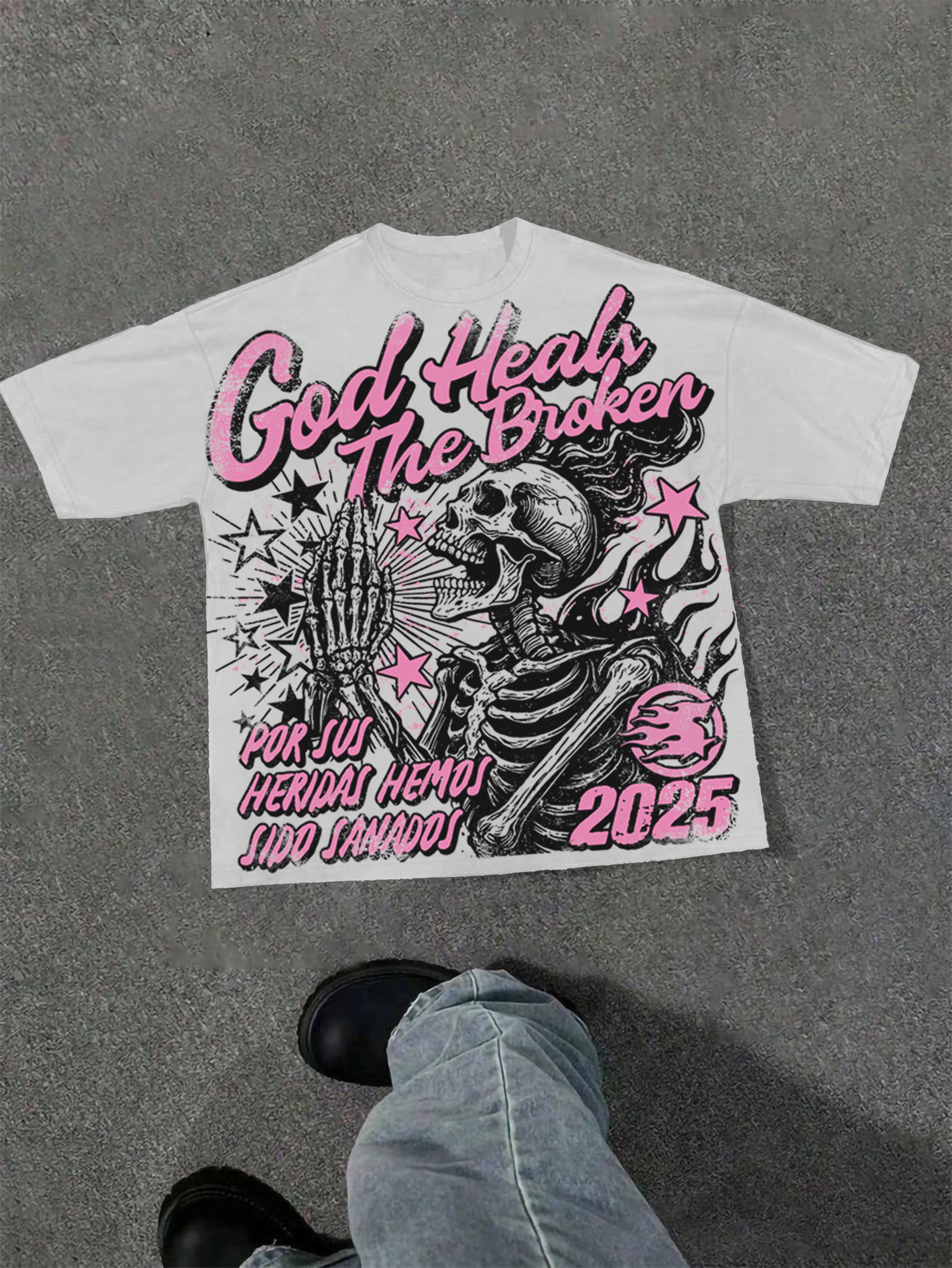 God Heals The Broken Vintage Graphic Cotton T-shirt