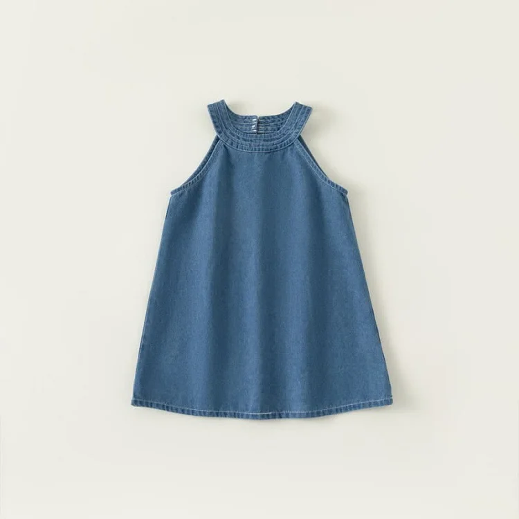 Toddler Girl Halterneck Denim Sleeveless Dress