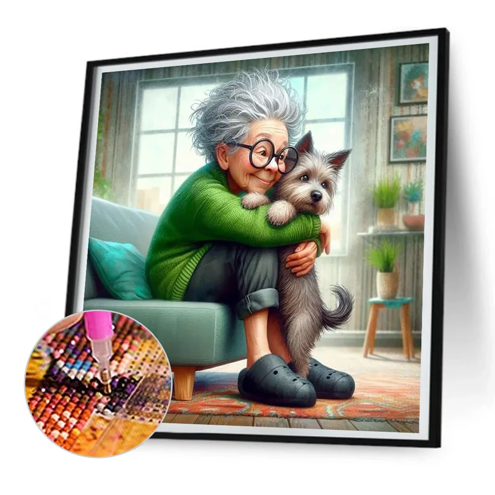 Diamond Painting - Full Round Drill - Grandma Girl(Canvas|30*30cm)