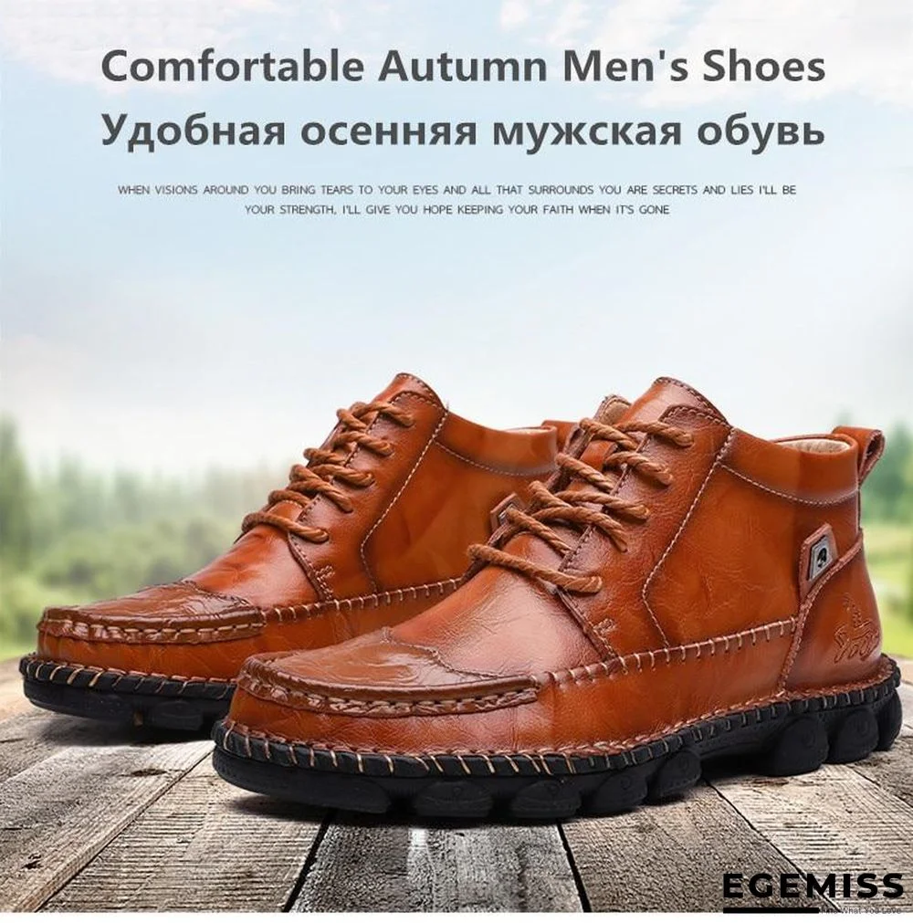 Cow Split Leather Men Boots Comfortable Boots Men Footwear Rubber Ankle Boots Men's Shoes | EGEMISS