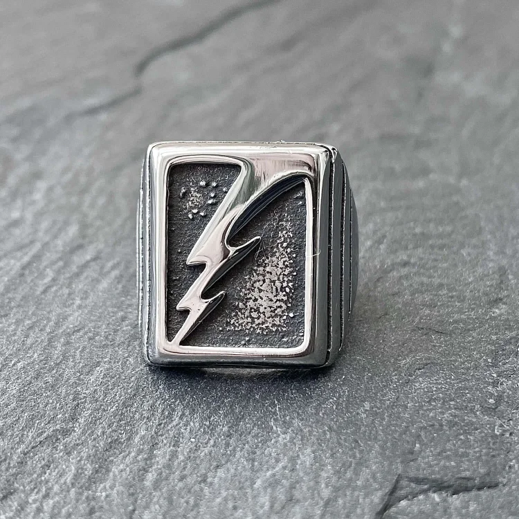 Coutureaura Lightning Bolt Stainless Steel Ring