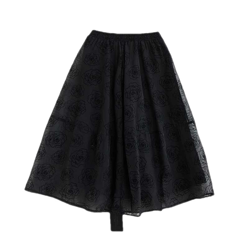 Vintage Rose Embroidered Gauze Skirt