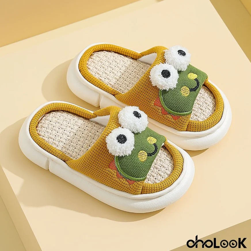 Cute Frog Pattern Kids' Slippers