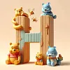 （Multi-Style)Winnie the Pooh's 26 Alphabet-Full Round Diamond Painting 30*30CM