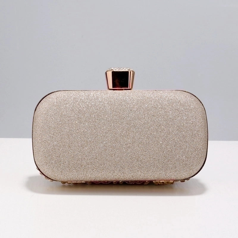 Black Gold Silver Metal Flower Square Evening Bags